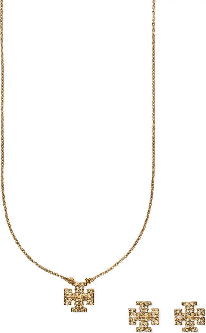 Kira Pavé Pendant Necklace & Stud Earrings Set | Nordstrom
