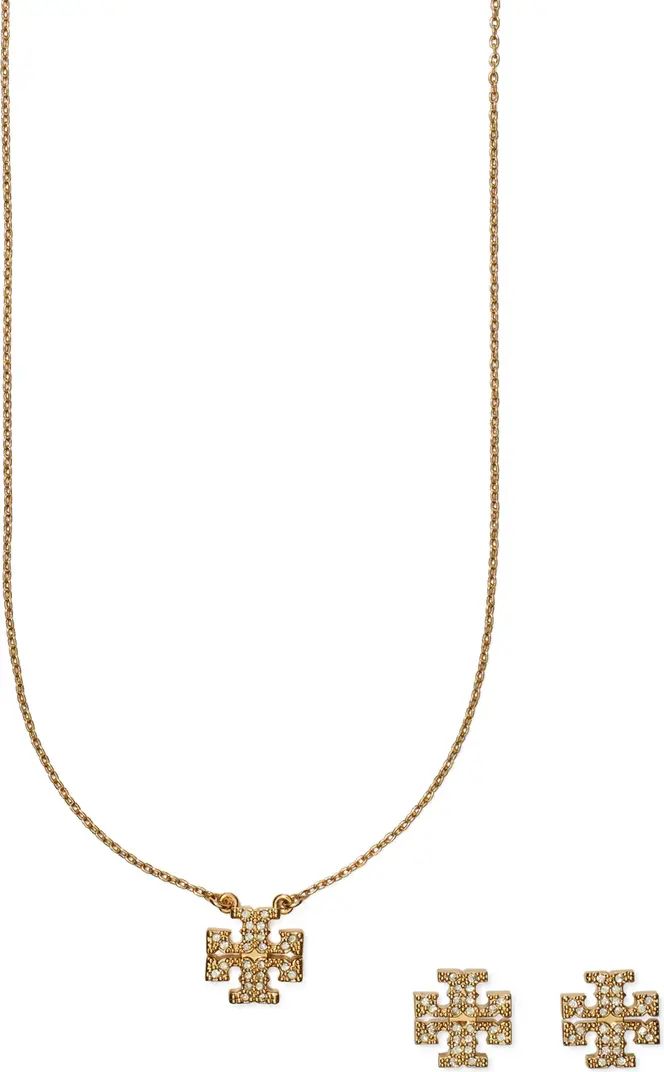 Kira Pavé Pendant Necklace & Stud Earrings Set | Nordstrom