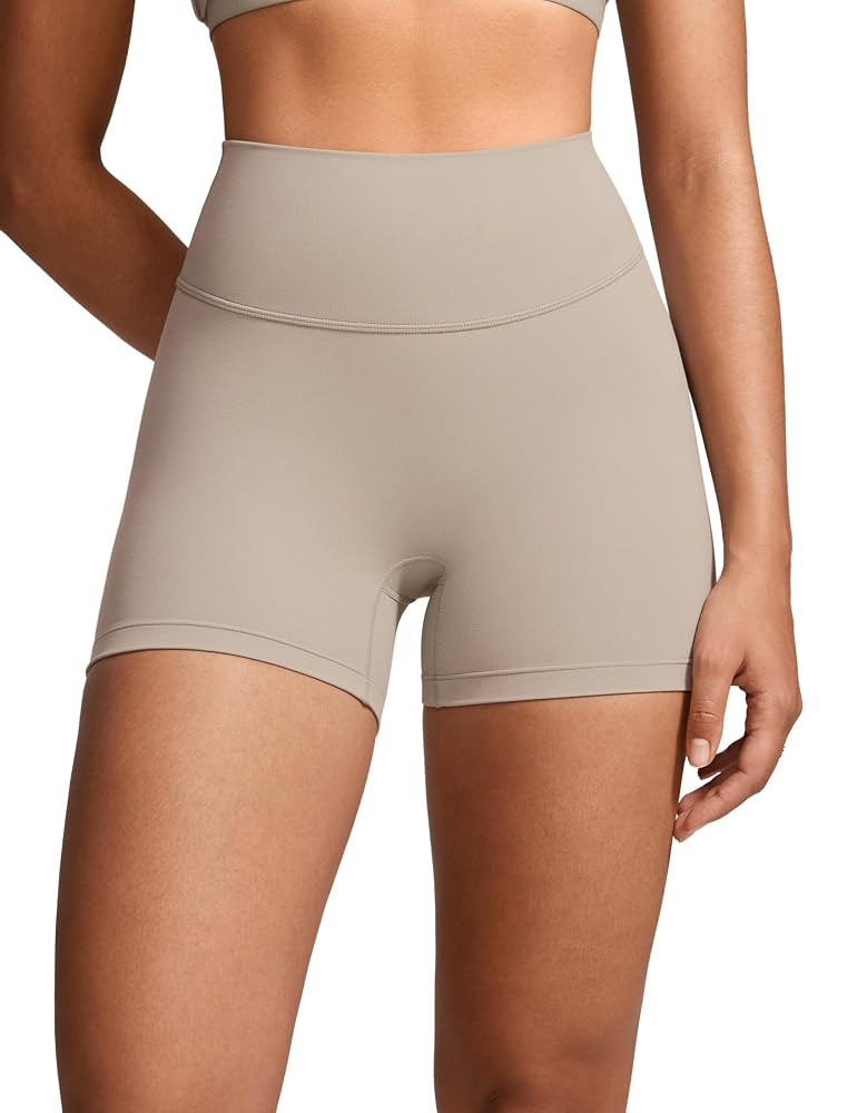 Womens High Waist No Front Seam Biker Shorts 4 Inches Running Volleyball Spandex Yoga Gym Workout... | Amazon (US)