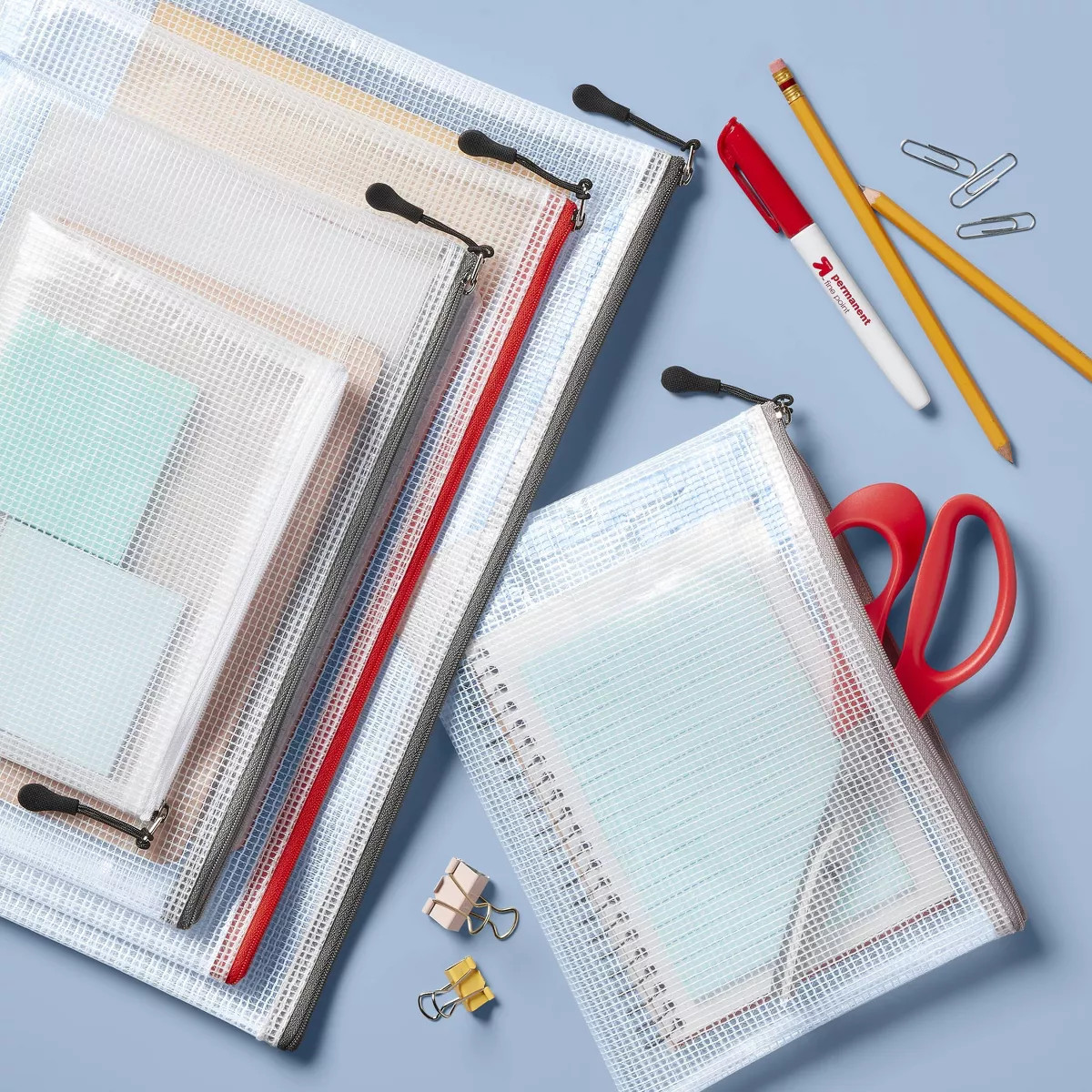 Set of 5 Zippered Pouch Organizers - up&up™: Clear Multicolored Storage Bags, Universal Packing... | Target