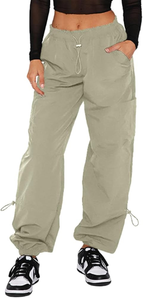 Willow Dance Baggy Parachute Pants for Women Drawstring Elastic Low Waist Cargo Pants Multiple Po... | Amazon (US)