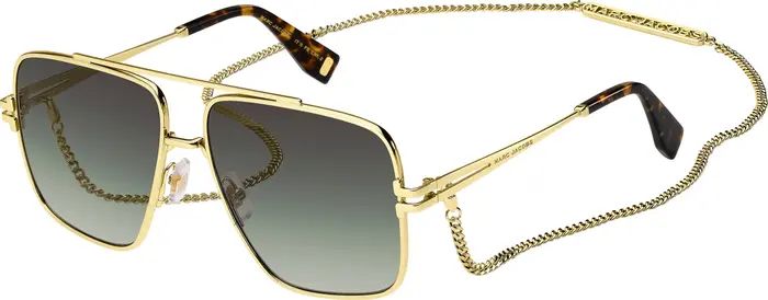 Marc Jacobs 59mm Gradient Square Sunglasses with Chain | Nordstrom | Nordstrom