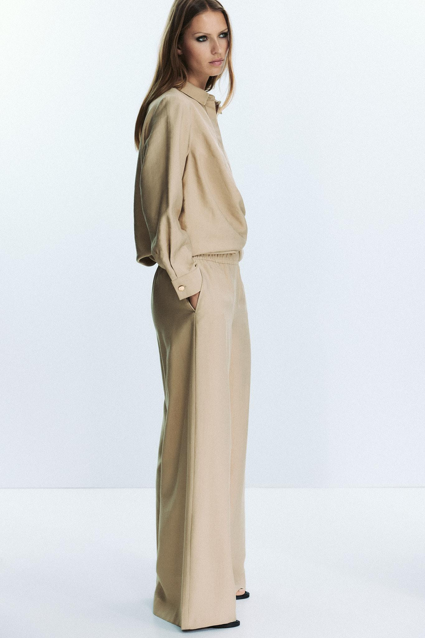 ELASTIC WAIST WIDE LEG PANTS | Zara US
