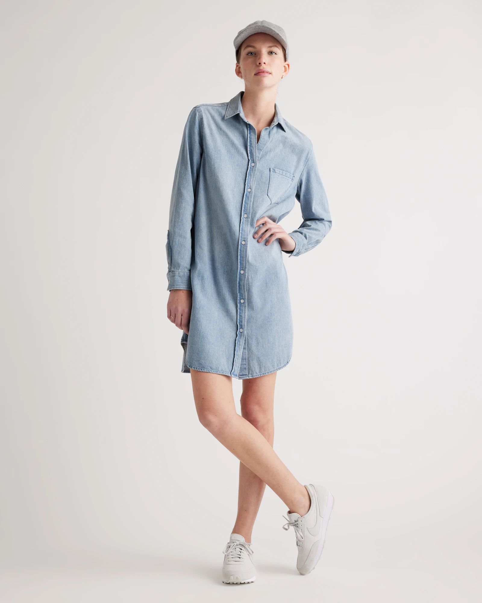 Distressed Denim Shirt Dress | Quince