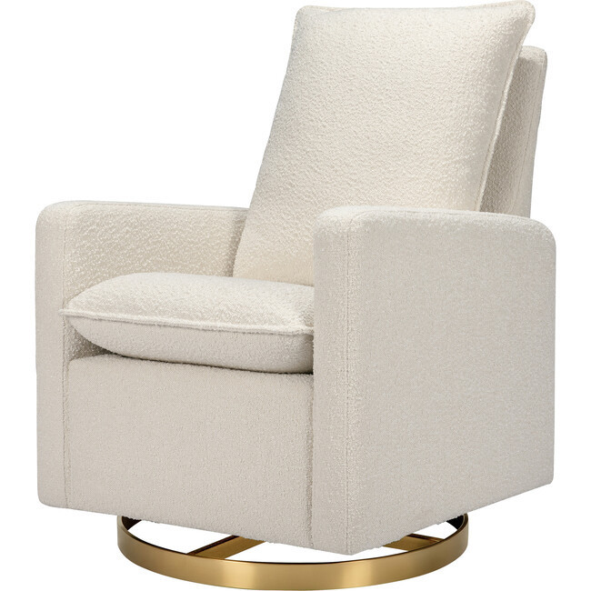Babyletto | Cali Pillowback Swivel Glider, Ivory Boucle And Gold Base (White) | Maisonette | Maisonette