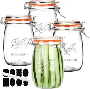 Wide Mouth Glass Jars with Airtight Lid 32OZ 4 Pack, Kitchen Storage Large Clear Canister Jars wi... | Amazon (US)