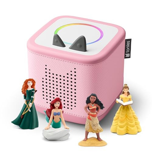 Toniebox 2 Audio Player Disney Princess Bundle for Kids 3+ with Ariel, Moana, Merida, and Belle - Cloud Pink | Amazon (US)