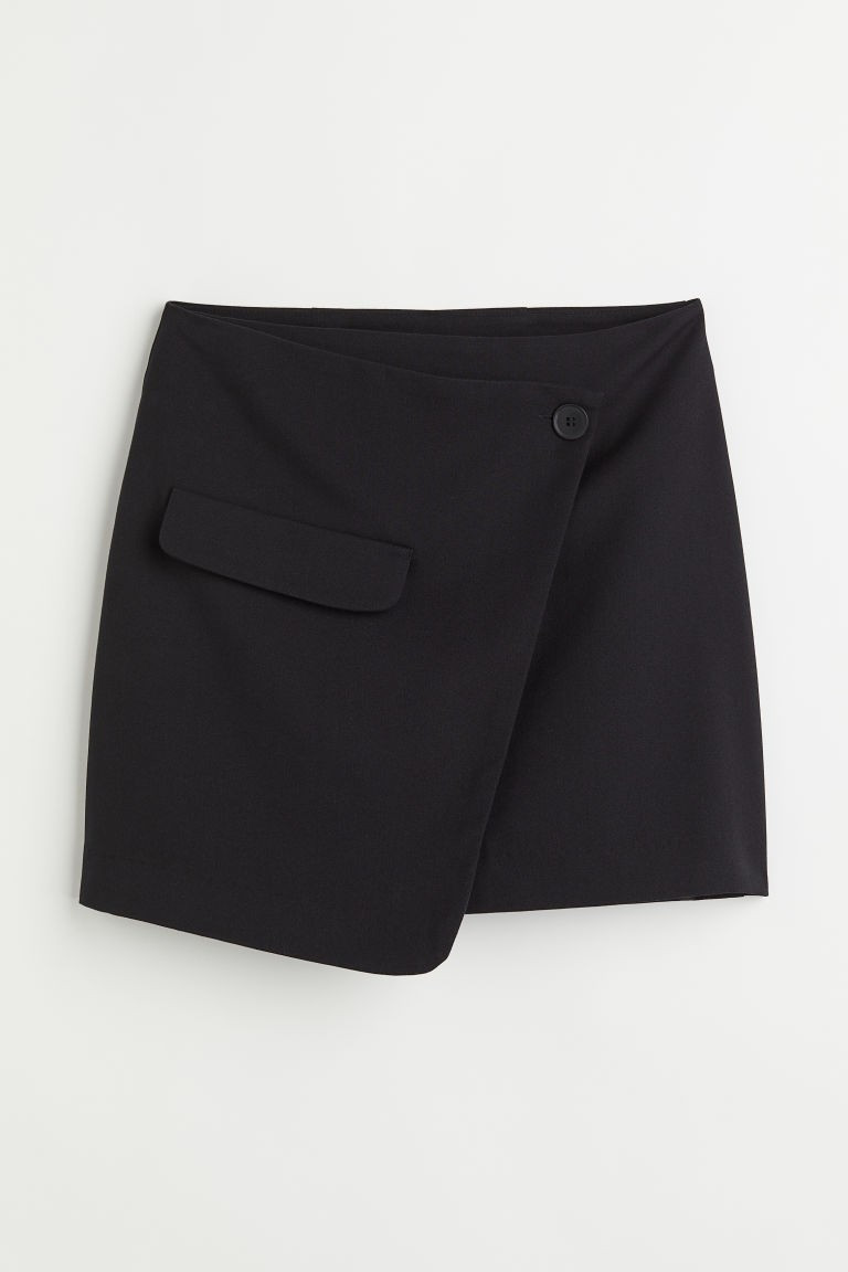 H & M - Wrap-front Skirt - Black | H&M (US + CA)
