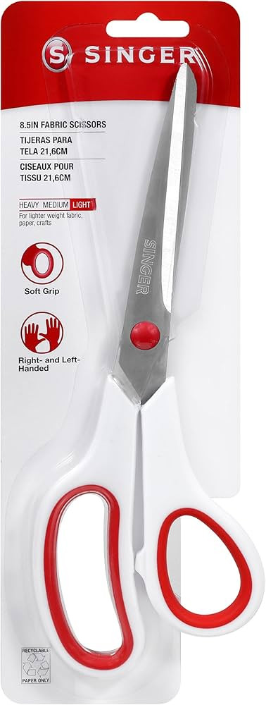 SINGER Fabric Scissors with Comfort Grip, 1-pack, Red & White | Amazon (US)