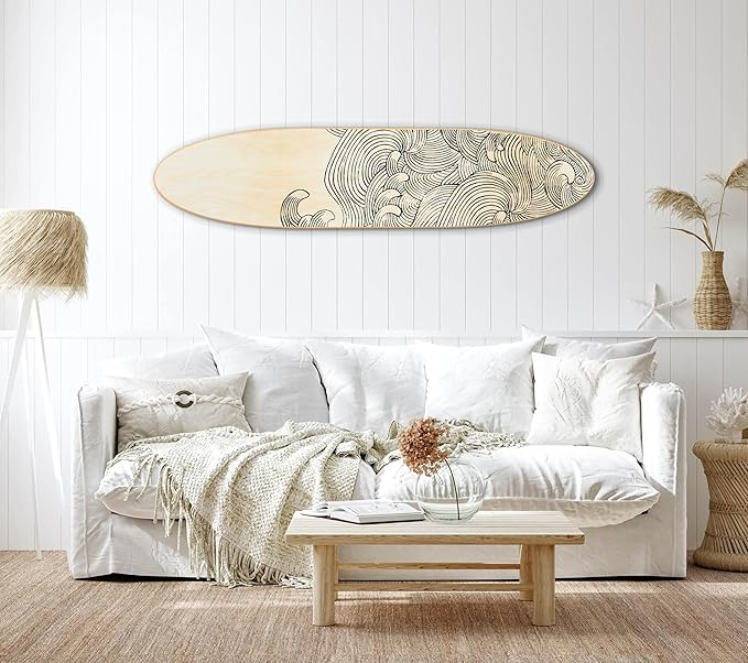 Creative Co-Op Coastal Decorative Surfboard Wall Décor for Living Room; Contemporary Wave Design... | Amazon (US)