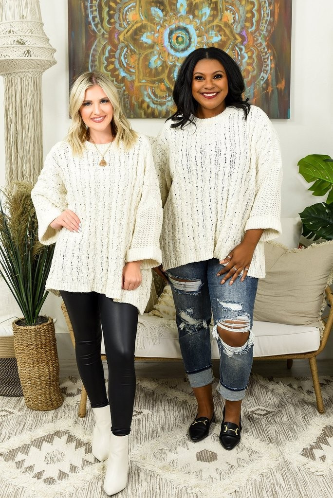 Wishing You The Best Cream Knitted Asymmetrical Top - T1767CR | Tee for the Soul