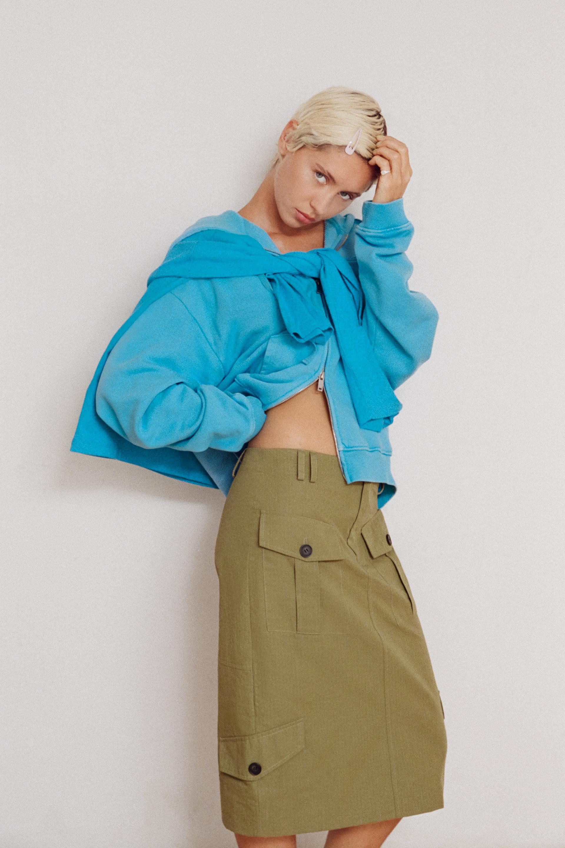Zara - Midi Skirt With Pockets - Khaki - Xl - Woman | Zara US