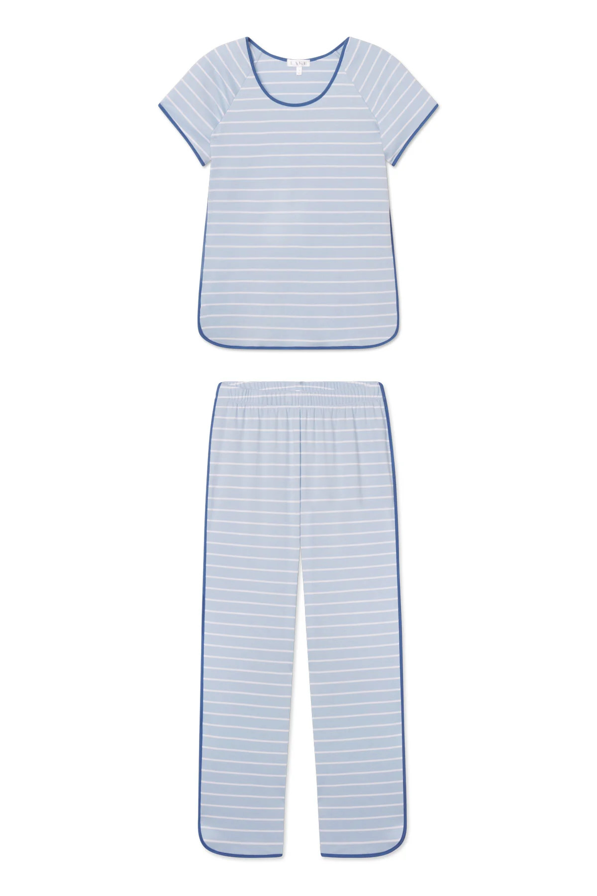 Pima Short-Long Set in French Blue Club Stripe | Lake Pajamas