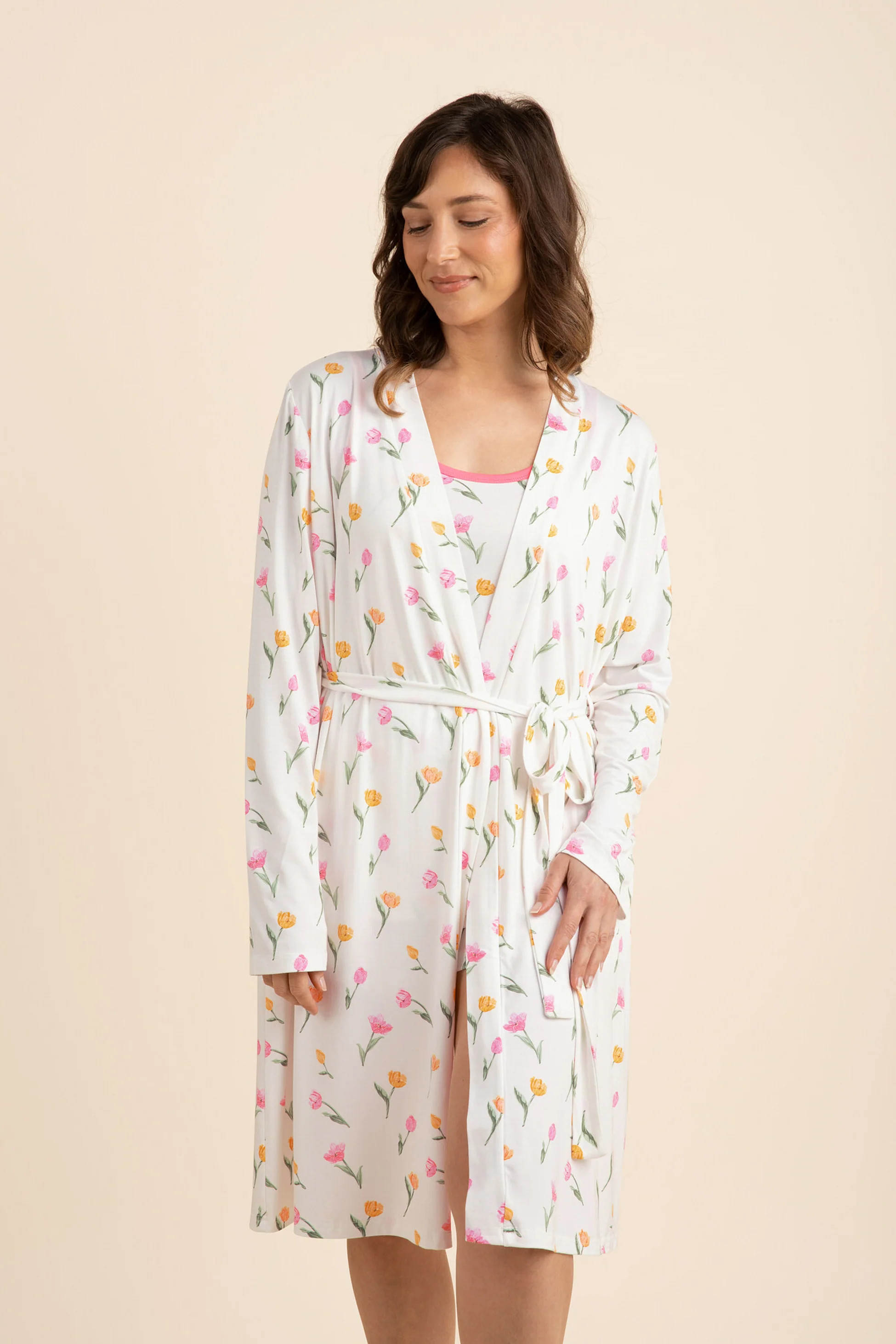 Women's Lounge Robe in Tulip | Kyte Living