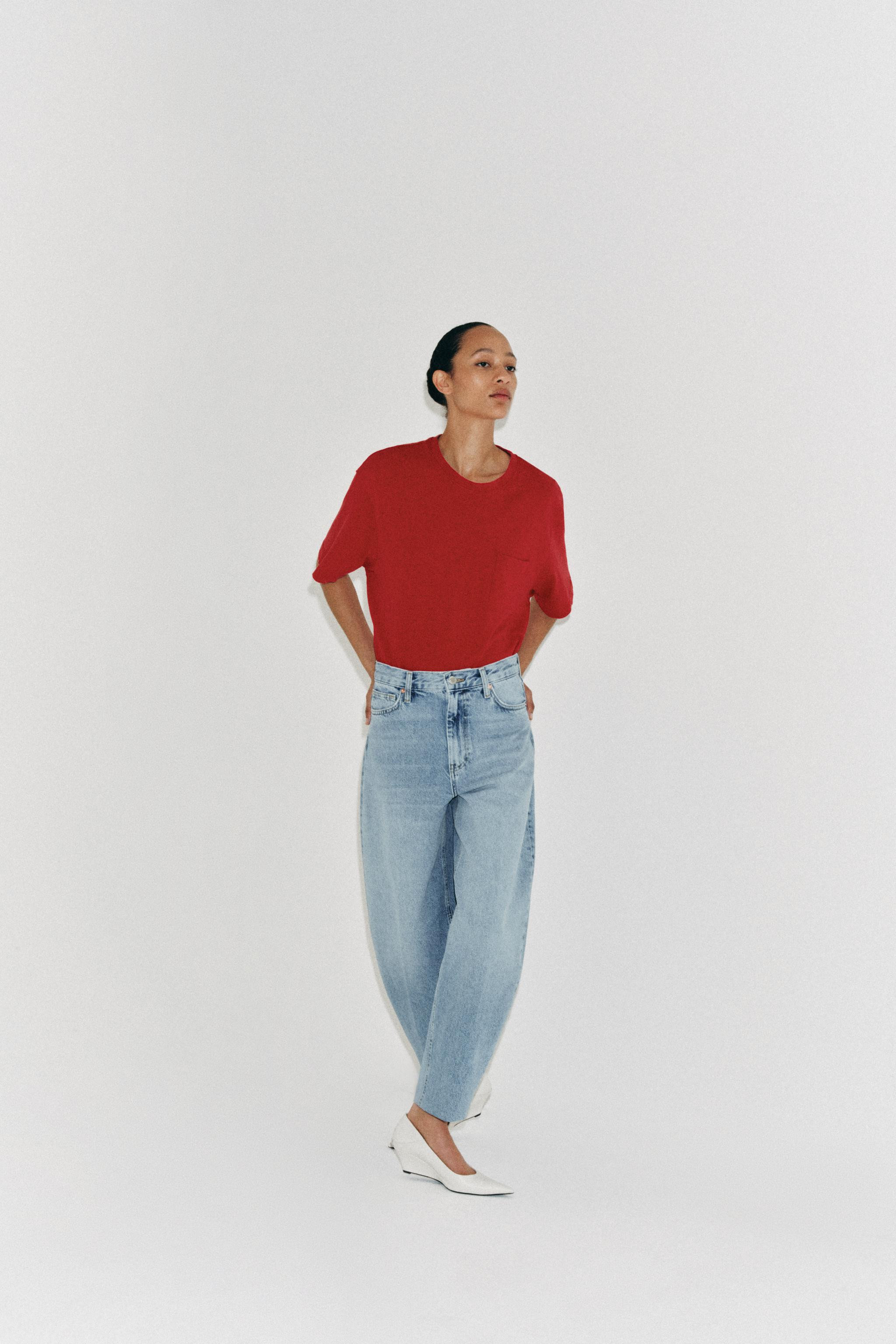 ZW COLLECTION HIGH WAIST TAPERED JEANS | Zara US