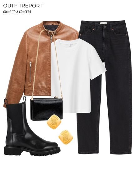 Black denim jeans white top tshirt brown leather jacket black Chelsea boots 

#LTKshoecrush #LTKitbag #LTKstyletip