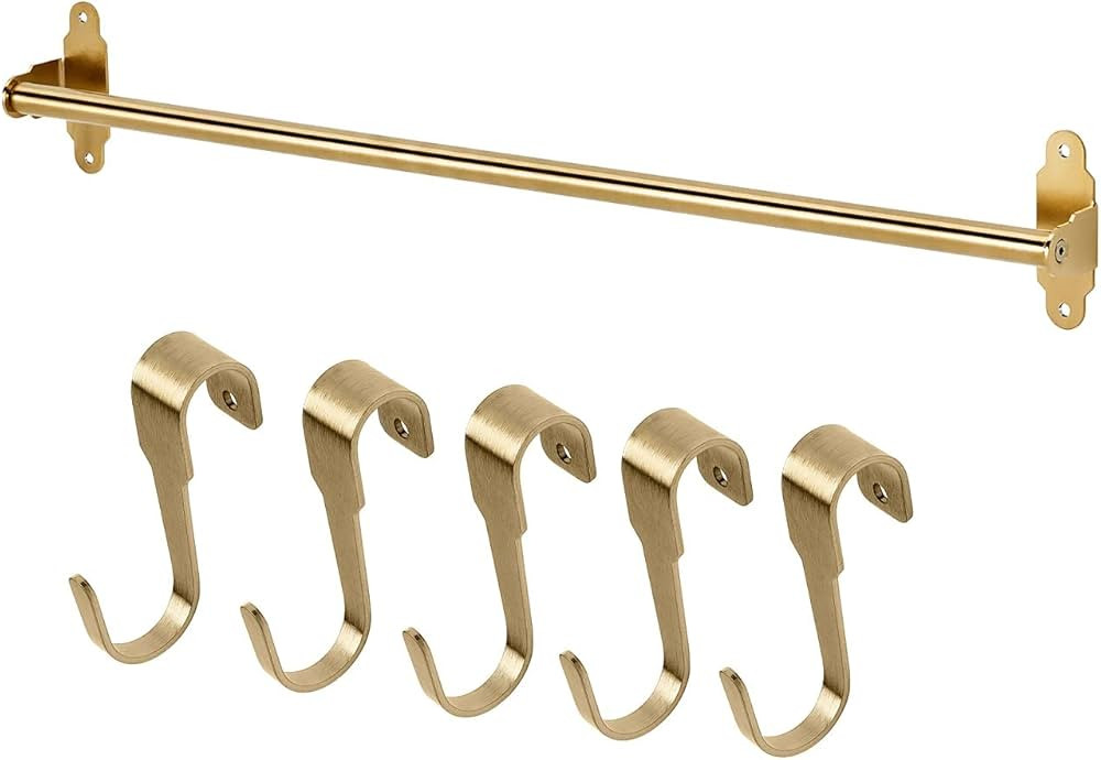 Ikea Rail, Polished / Brass-Colour 60 cm (23 ½ "), & 5 Pcs Hooks 7 cm (2 ¾ ") | Amazon (US)