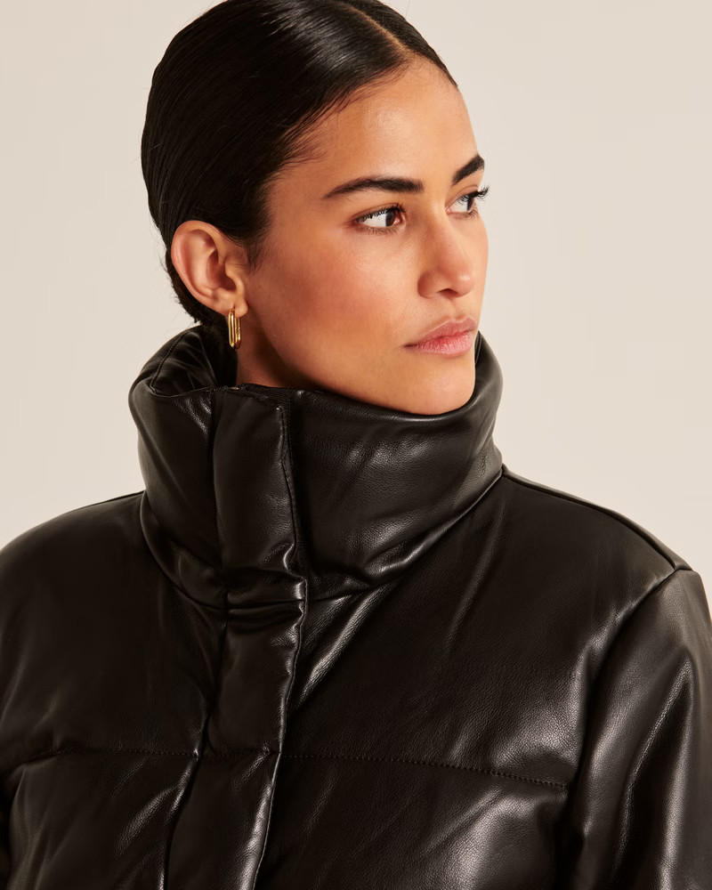 Women's A&F Vegan Leather Mini Puffer | Women's Coats & Jackets | Abercrombie.com | Abercrombie & Fitch (US)