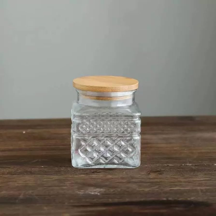 Glass Storage Canister with Airtight Lids, 20.3 FL OZ Thick Glass Candy Jar for Coffee Bean, Coco... | Amazon (US)