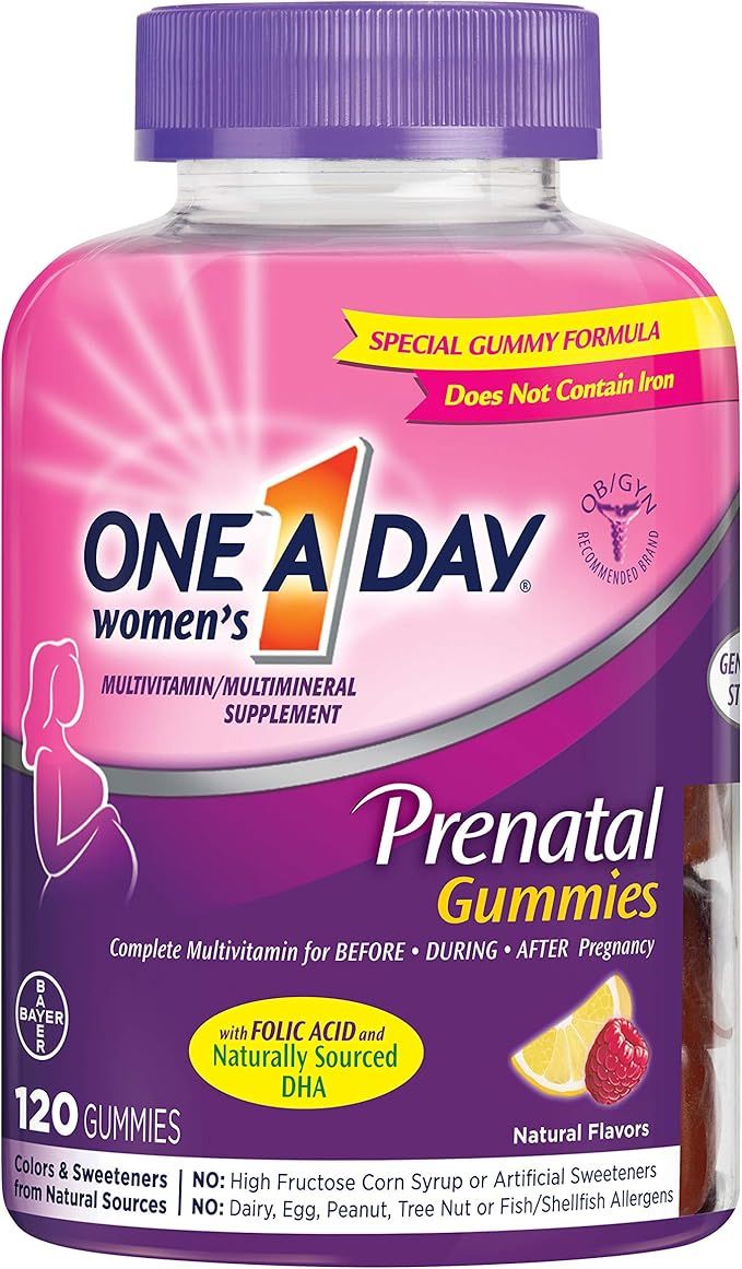 One A Day Women’s Prenatal Multivitamin Gummies Including Vitamin A, C, D, B6, B12, Folic Acid ... | Amazon (US)