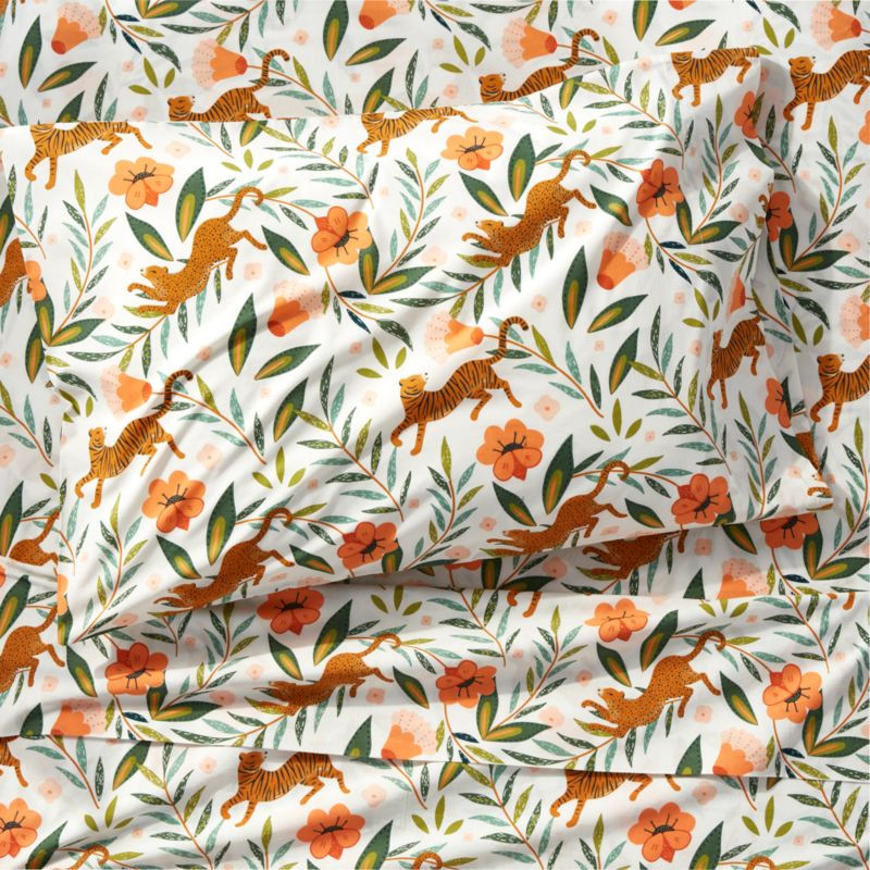 Marrakech Tiger Kids Twin Sheet Set + Reviews | Crate & Kids | Crate & Barrel
