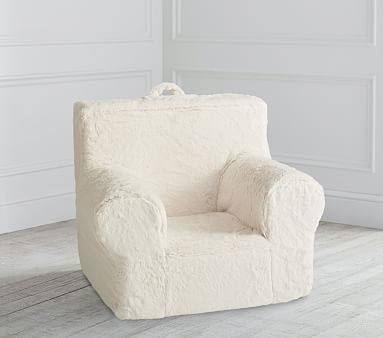 Ultra Plush Ivory Faux Fur Anywhere Chair® | Pottery Barn Kids