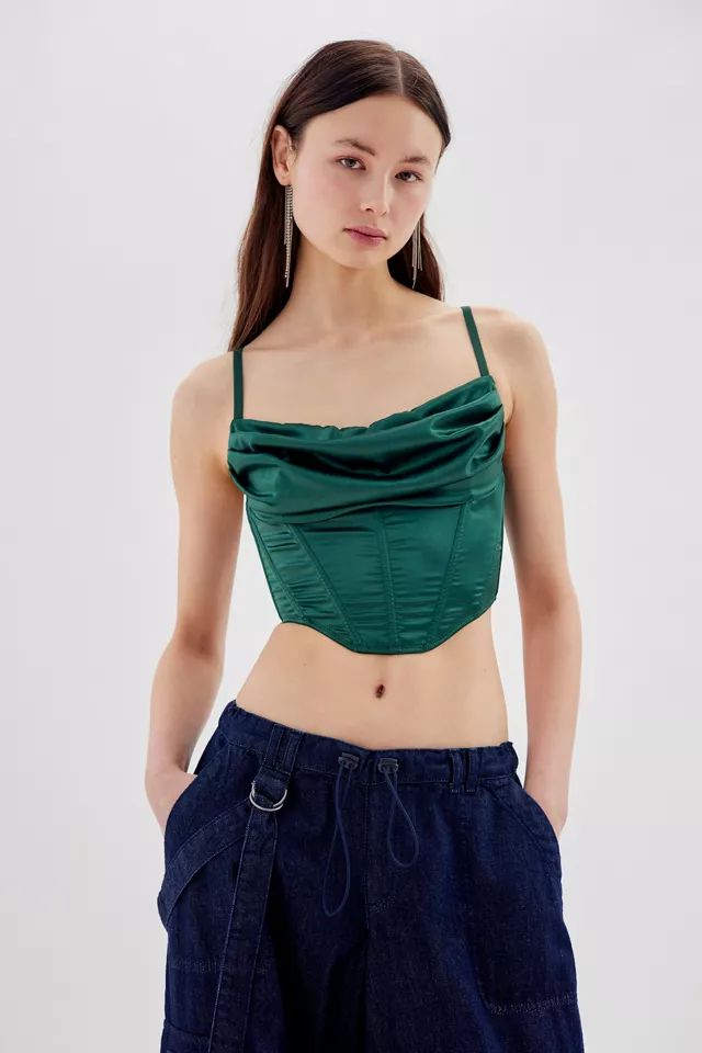 UO Lexi Satin Cowl Corset Top | Urban Outfitters (US and RoW)