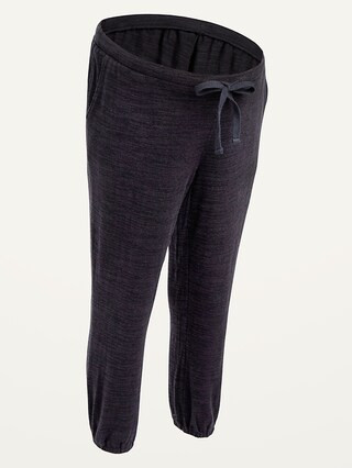 Maternity Low Panel Plush-Knit Crop Sweatpants | Old Navy (US)