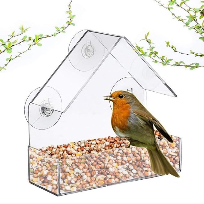 Window Pet Bird Feeder Innovative Adsorption Type House Shaped Feeding Tool Transparent Acrylic W... | Amazon (CA)