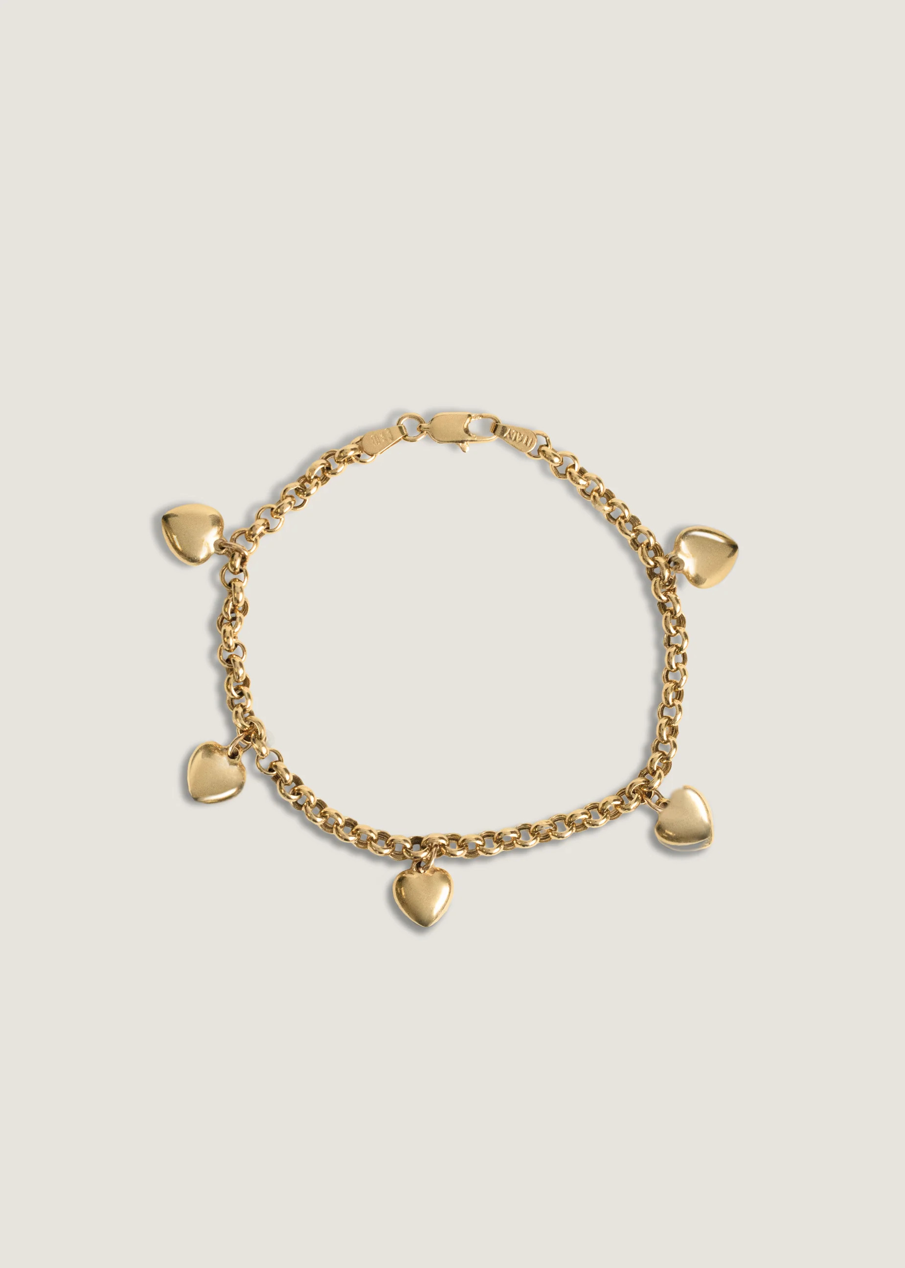 Chemistry Puffed Heart Charm Bracelet On Rolo Chain - Kinn | Kinn