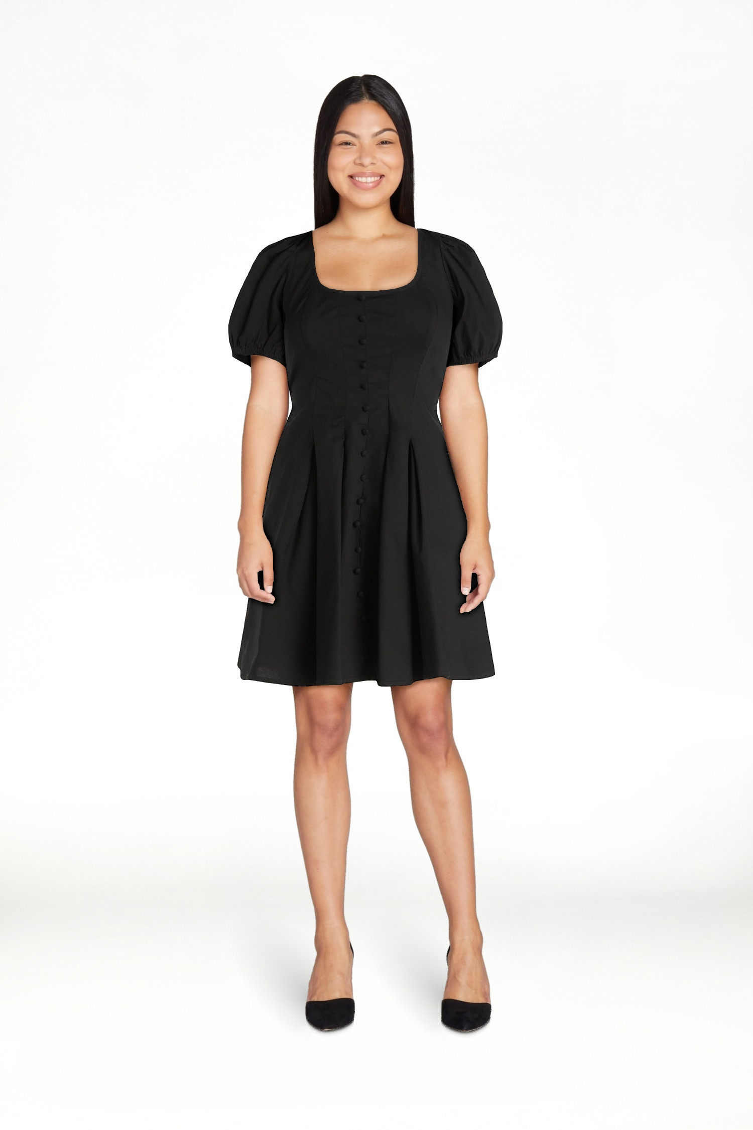 Scoop Women’s Pleated Mini Dress with Puff Sleeves, Sizes XS-XXL | Walmart (US)