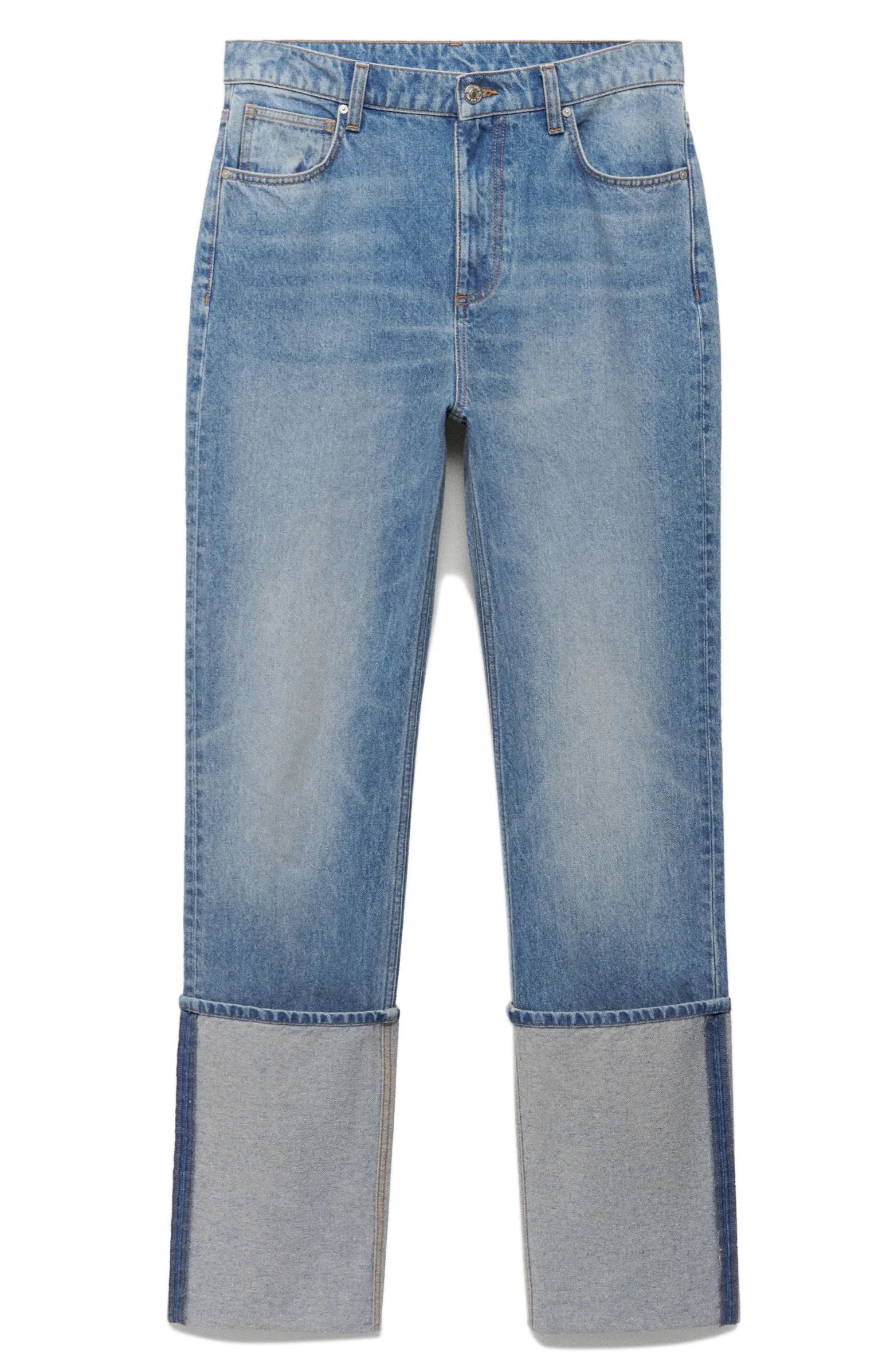 MANGO Turned-Up Cuff Straight Leg Jeans | Nordstrom | Nordstrom