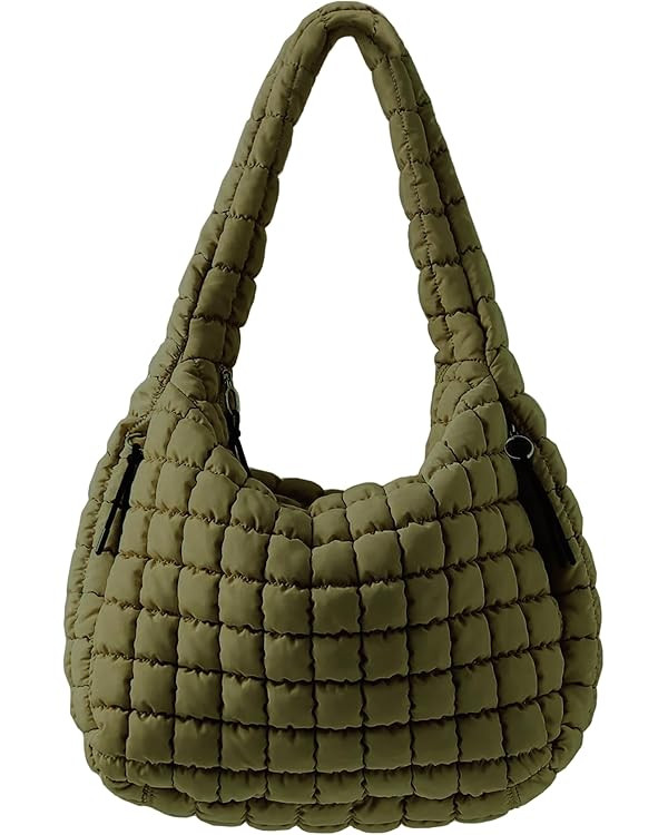 Puffer Quilted Shoulder Bag for Women Padding Shoulder Bag Puffy Hobo Bag Trendy Tote Bag 2024 | Amazon (US)