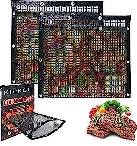 Large BBQ Mesh Grill Bags Set 2 Reusable Non-Stick Grill Bag for Charcoal Gas Electric Grills&Smo... | Amazon (US)