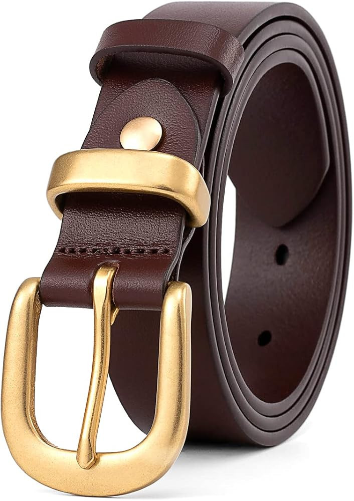 Womens Belts for Jeans 1.1" Width Ladies Belts for Dresses Full Grain Leather Gold Buckle Belt Gi... | Amazon (US)