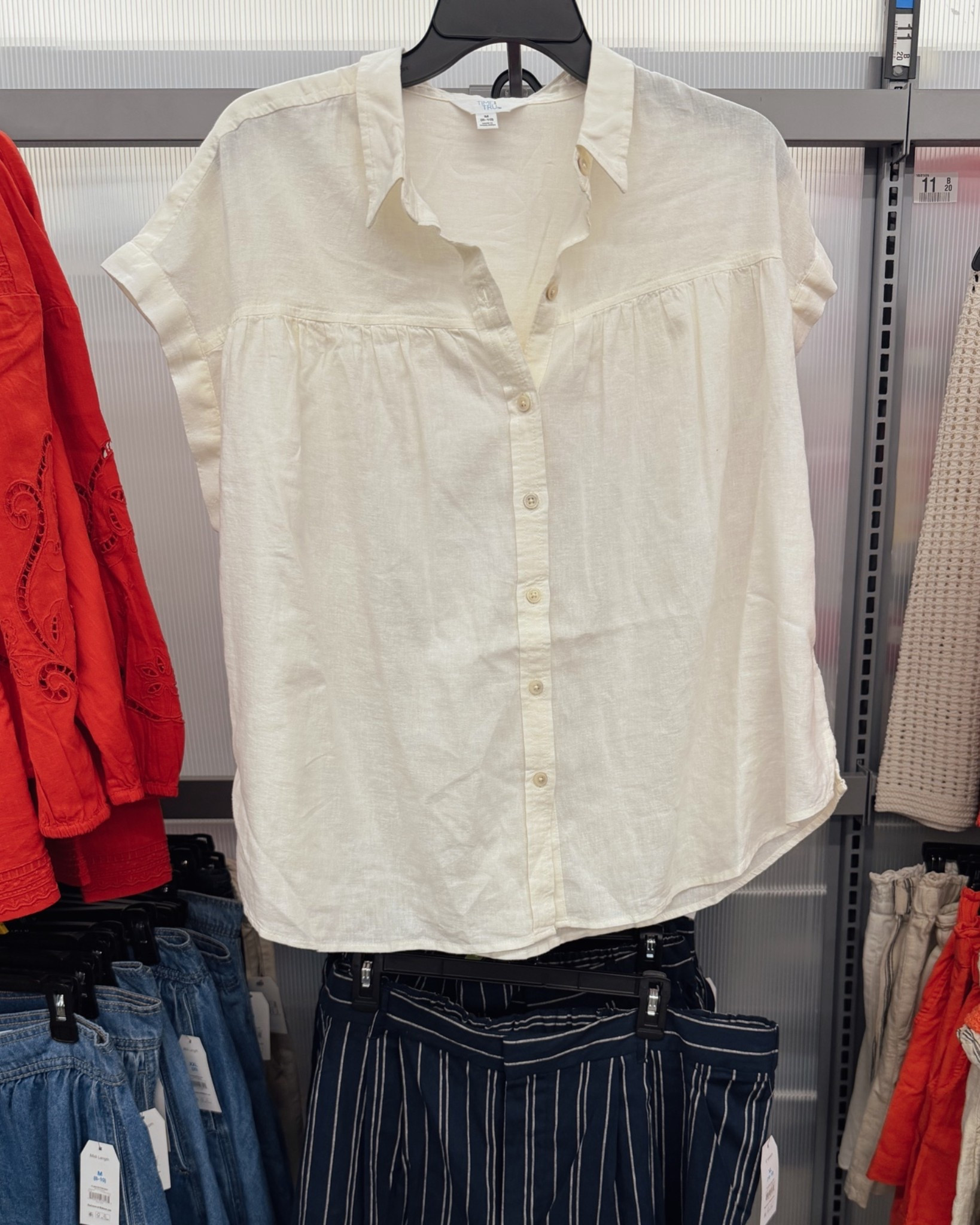 Rayon + Linen top at Walmart (looks so much cuter in person than online!) Available in several colors, $20!
