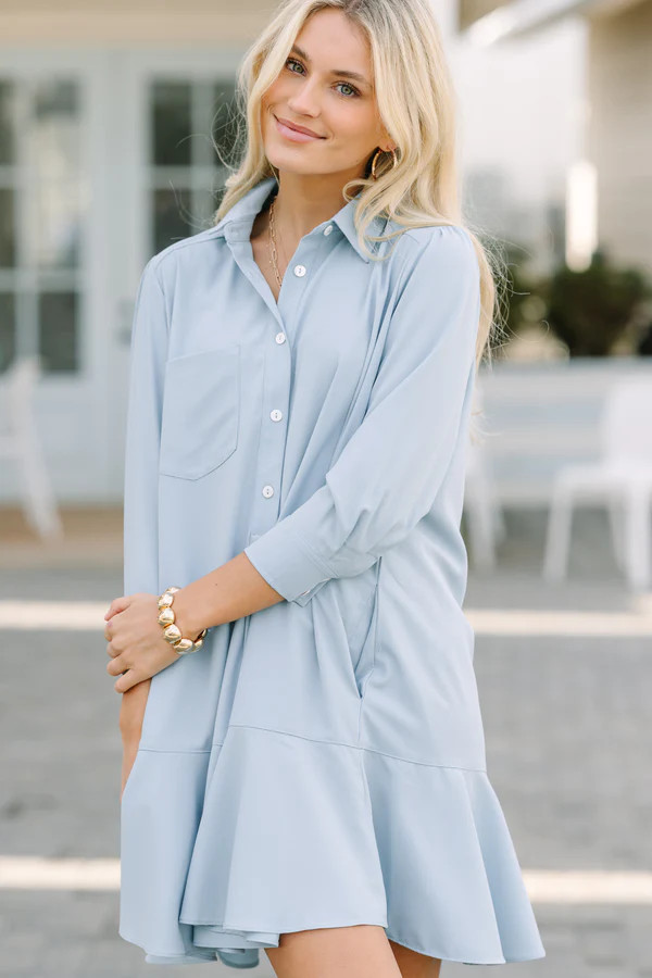 Share Your Story Light Blue Shirt Dress | The Mint Julep Boutique