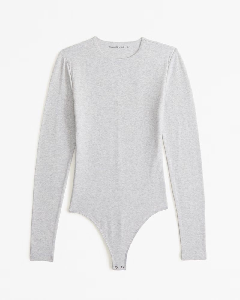 Long-Sleeve Cotton-Blend Seamless Fabric Crew Bodysuit | Abercrombie & Fitch (US)