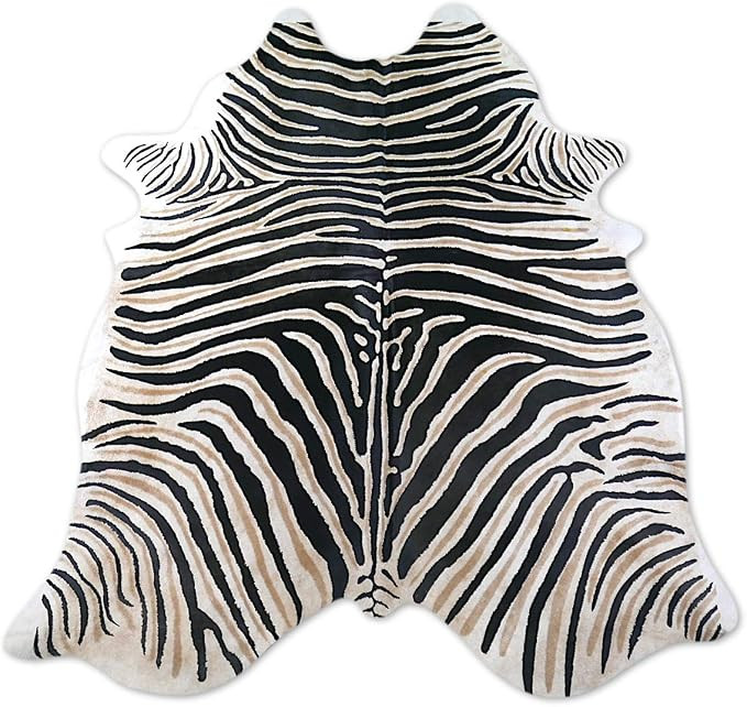 Deluxe Cowhides - Cowhide Area Rug - Genuine Zebra Cowhide Approx 7X6 feet or 213X183cm | Amazon (US)