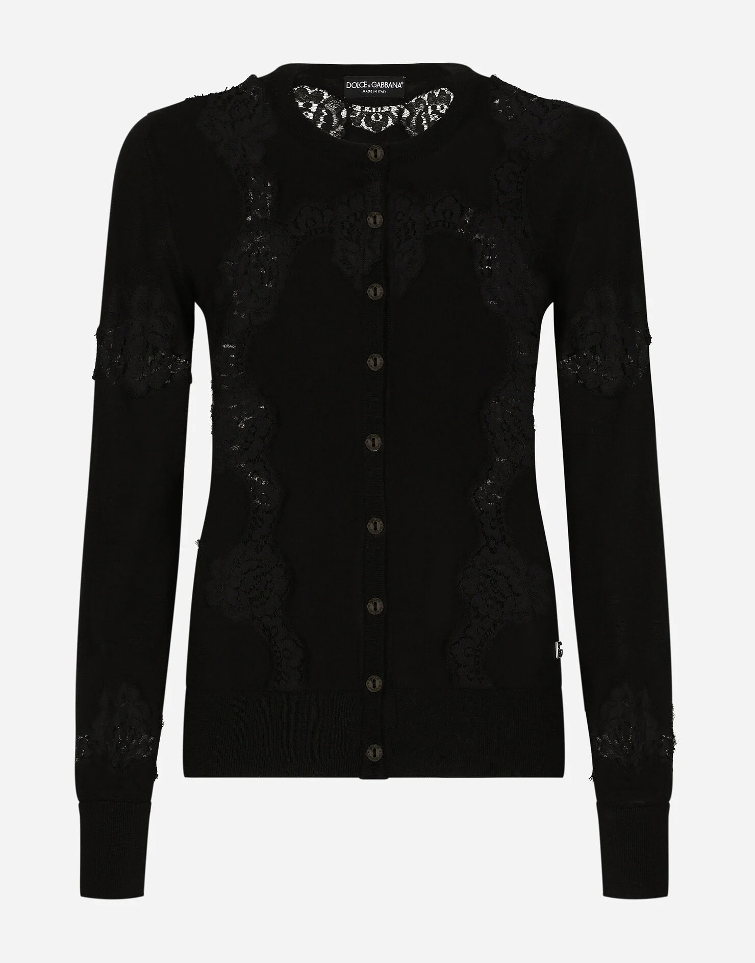 Cashmere and silk cardigan with lace inlay | Dolce & Gabbana US