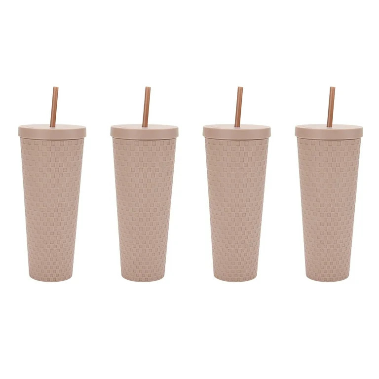 Just Feed Me by Jessie James Decker 4-Piece 26-Ounce Acrylic Textured Tumbler Set, Matte Mauve | Walmart (US)