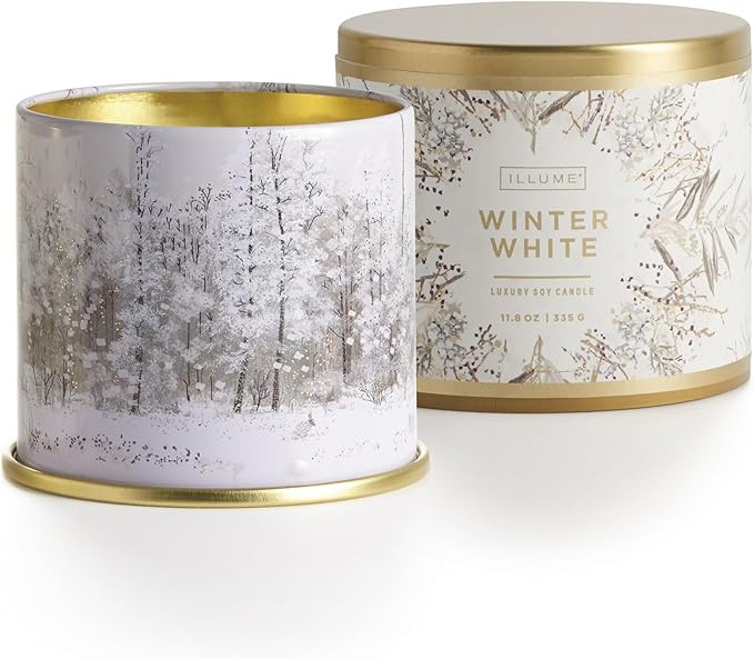 ILLUME Noble Holiday Collection Winter White Vanity Tin Candle, 11.8 oz | Amazon (US)