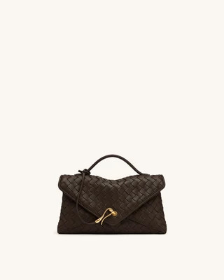 Celeste Woven Envelope Bag - Dark Brown | JW PEI US