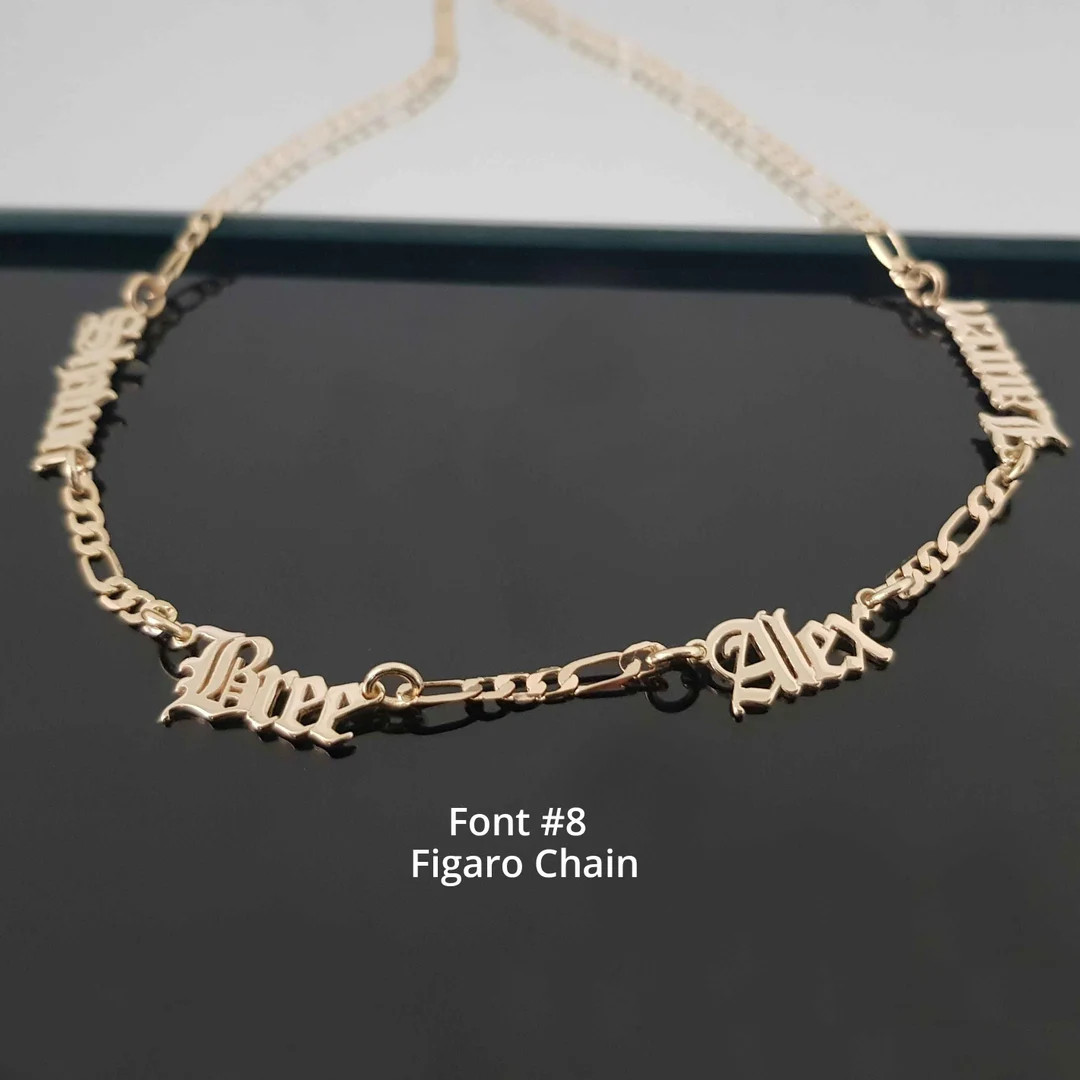 Old English Name Necklace, Personalized Multiple Name Necklace, Gothic Name Necklace for Her, Cus... | Etsy (US)