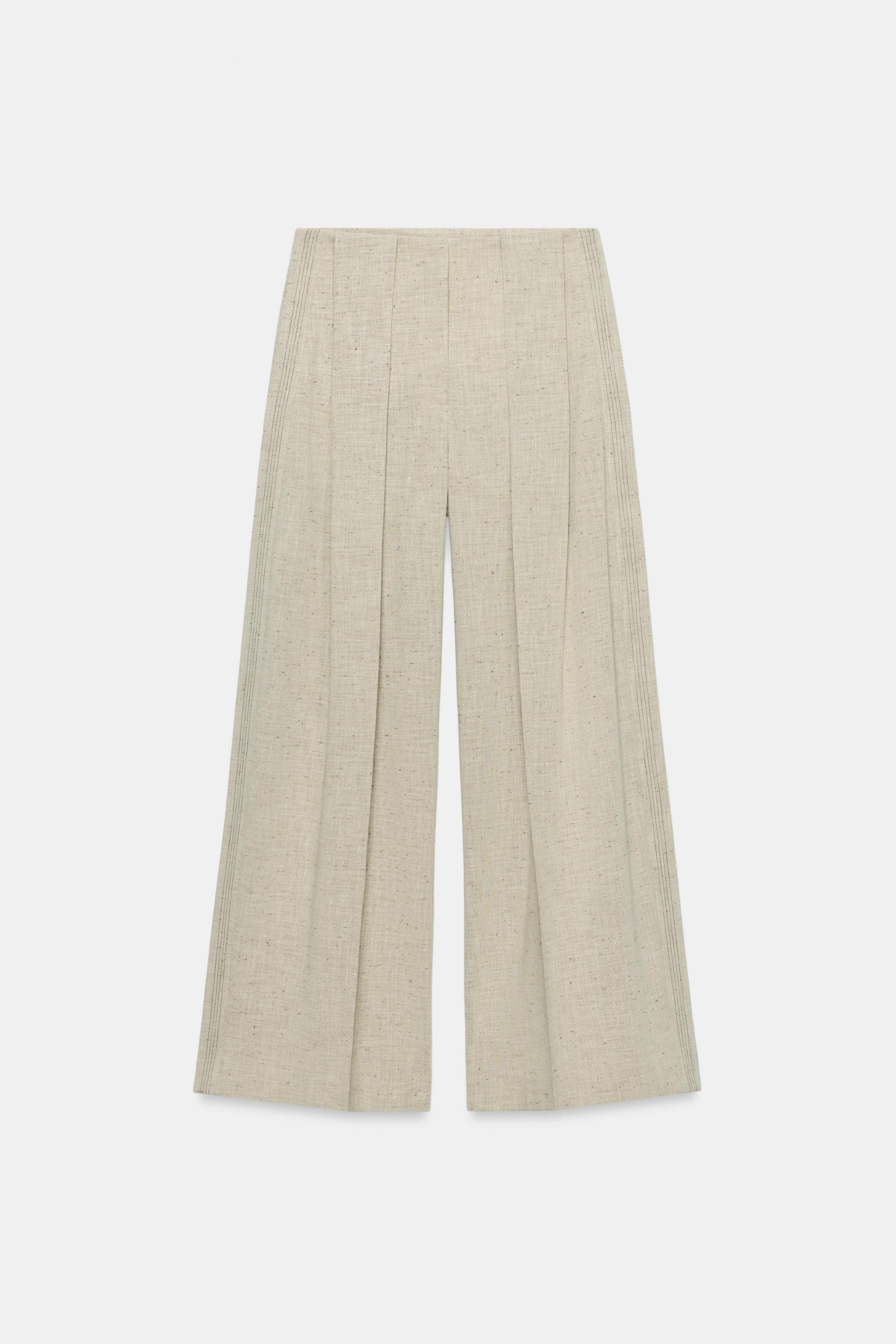 ZW COLLECTION TOPSTITCHED STRAIGHT LEG PANTS | Zara US