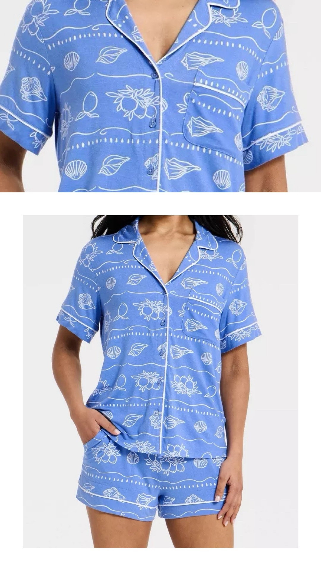 Nautical shell pajamas women's summer spring 