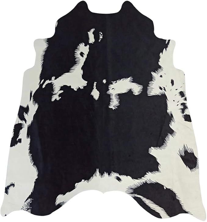 MustMat Western Decor Faux Cow Hide Rug 5.2'X4.6' Black and White Animal Print Fur Skin Carpet fo... | Amazon (US)