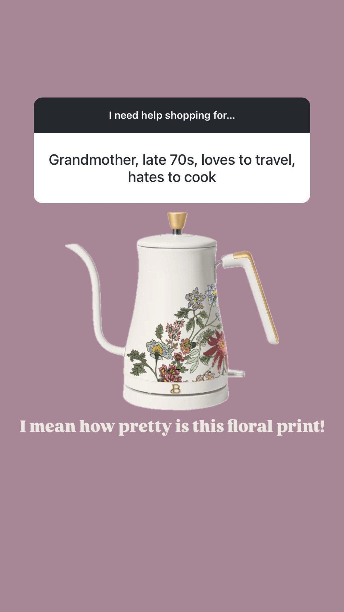 This tea kettle print is stunning! Such a practical gift that can also be used as decor! 

Loverly Grey, gift guide, gift ideas, tea kettle, home decor 

#LTKFindsUnder50 #LTKGiftGuide #LTKHoliday