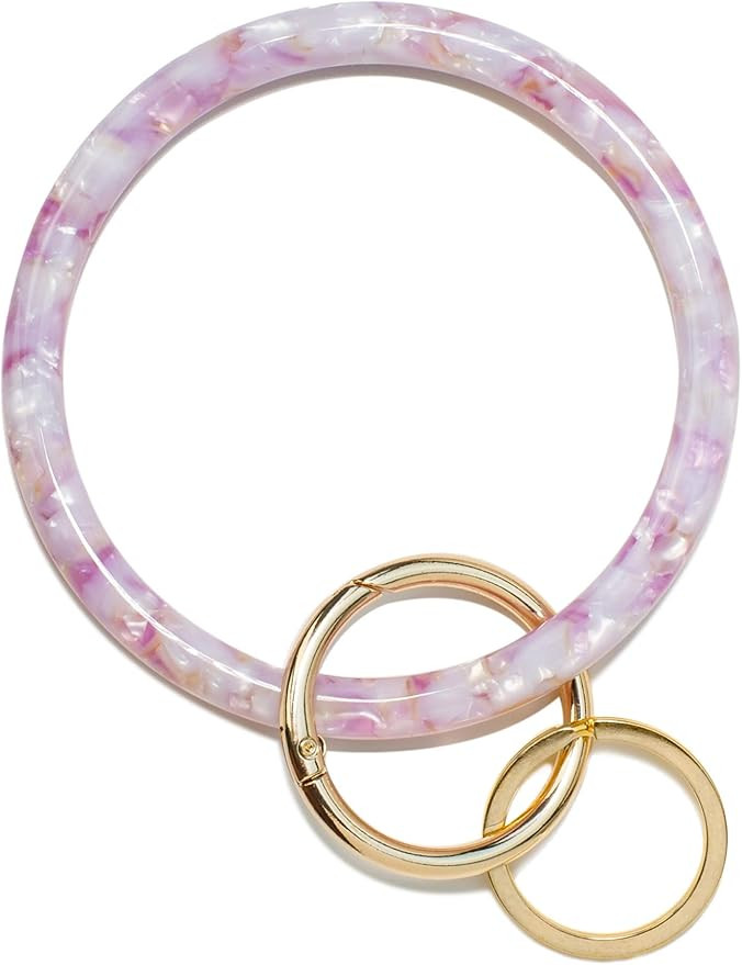 Mymazn Key Ring Bracelet Wristlet Keychain Bangle Keyring for Women, Acetate Round Key Chain | Amazon (US)