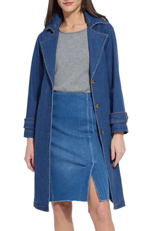 Lysse Paris Denim Trench Coat in Dark Midwash at Nordstrom, Size Medium | Nordstrom